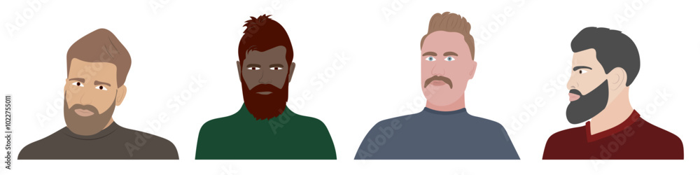 Collection of Male Hairstyles and Beards – Vector Art of Grooming Styles and Trends Collection of Male Hairstyles and Beards – Vector Art of Grooming Styles and Trends