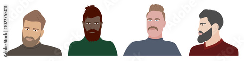 Collection of Male Hairstyles and Beards – Vector Art of Grooming Styles and Trends