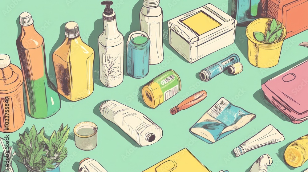Businesses illustrated embracing zero-waste brand strategies, focusing on sustainability in every aspect of their product lifecycle, illustrations Businesses illustrated embracing zero-waste brand strategies, focusing on sustainability in every aspect of their product lifecycle, illustrations