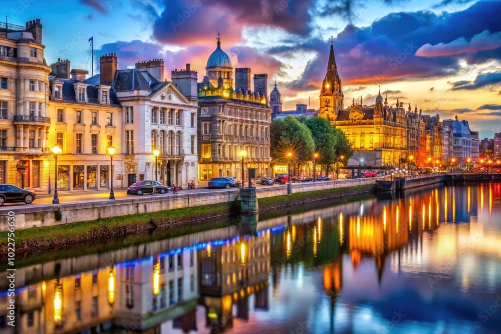 Fototapeta premium Serene View of The Strand, England with Elegant Architecture and Lively Urban Atmosphere