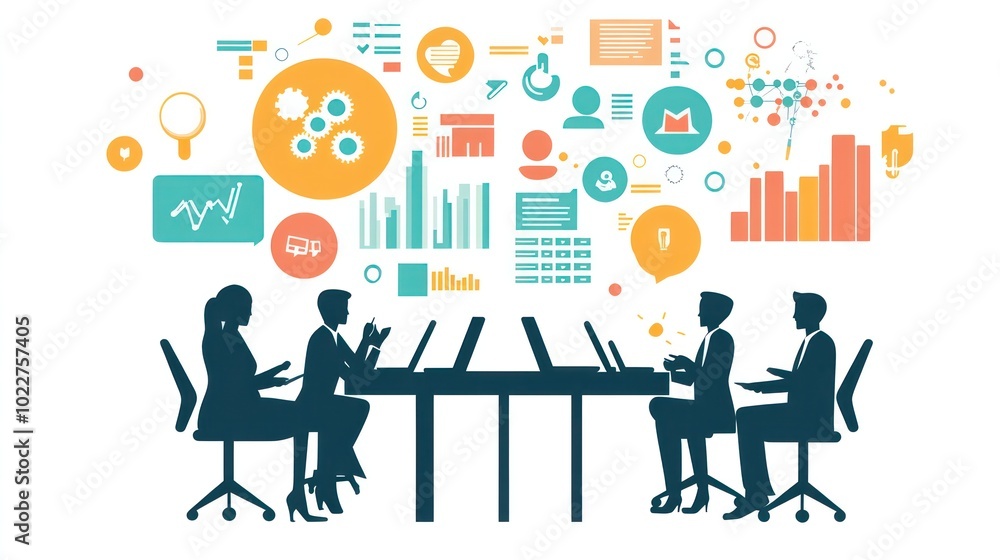 Illustration of consultants helping small businesses with strategic advice on growth, operations, and market positioning, illustrations Illustration of consultants helping small businesses with strategic advice on growth, operations, and market positioning, illustrations