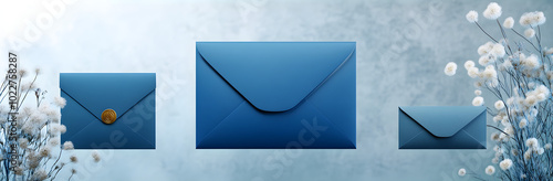 Illustration of a blue envelope and invitation