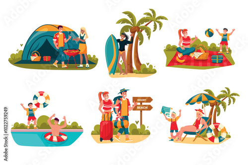 Holiday illustrations in flat style