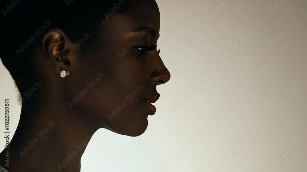 Elegant profile of woman's silhouette with soft lighting and earth tone background Elegant profile of woman's silhouette with soft lighting and earth tone background