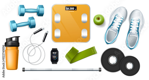 Fitness elements in realistic style