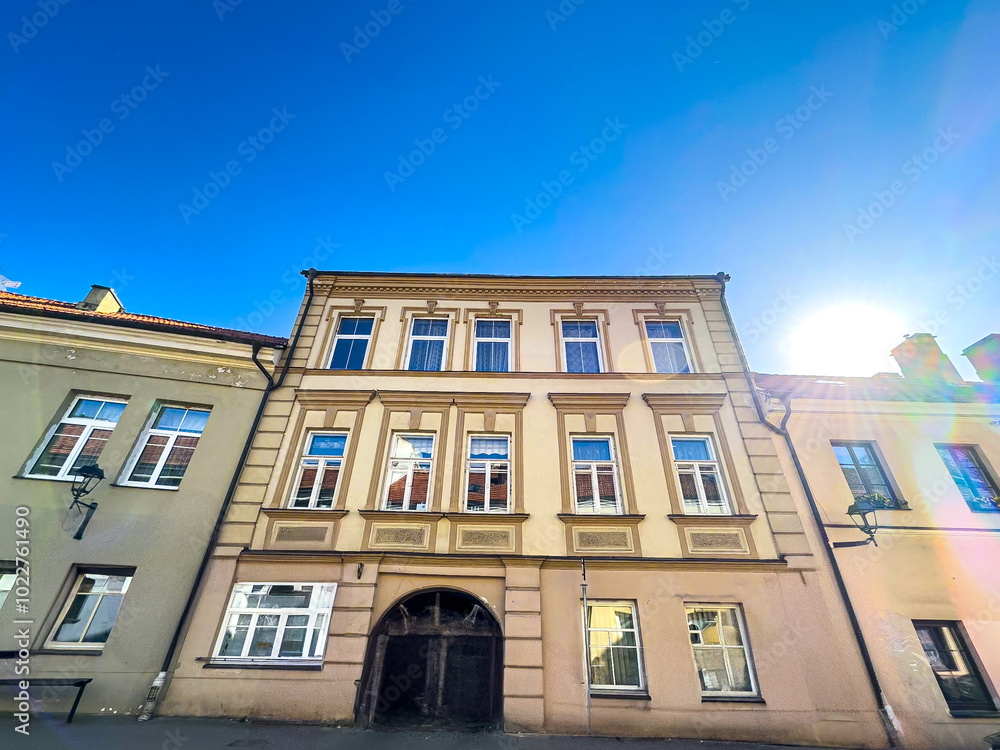Fototapeta premium Street view of old village Vilnius in Lithuania