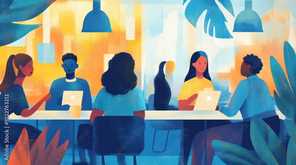 Professionals illustrated in one-on-one meetings, using the time to dive deep into issues and build stronger working relationships, illustrations Professionals illustrated in one-on-one meetings, using the time to dive deep into issues and build stronger working relationships, illustrations