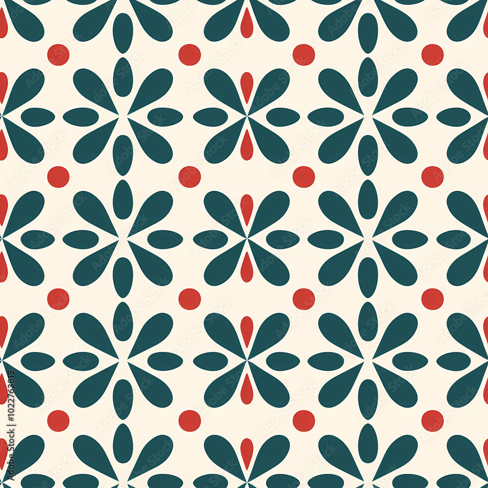 Seamless Pattern of Minimalist Floral Dots in Green and Red, Perfect for Scrapbooking and Wallpaper Design Seamless Pattern of Minimalist Floral Dots in Green and Red, Perfect for Scrapbooking and Wallpaper Design