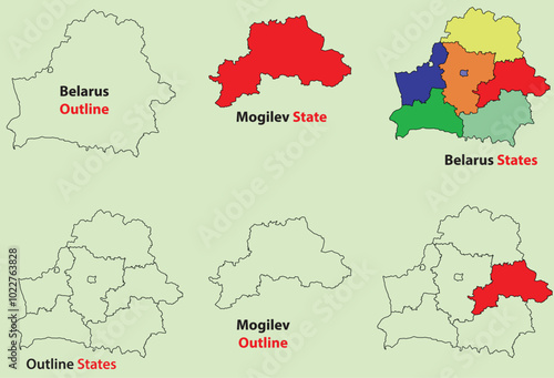 Mogilev map vector of Belarus, Mogilev line map, Mogilev with city map, Mogilev outline map photo