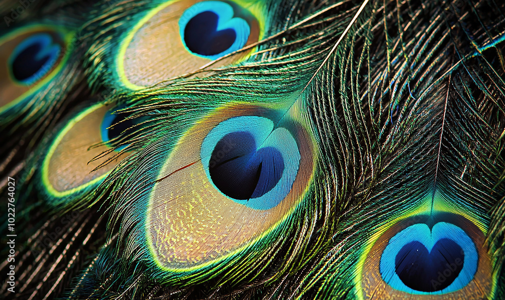Naklejka premium Peacock feather design, colorful backdrop