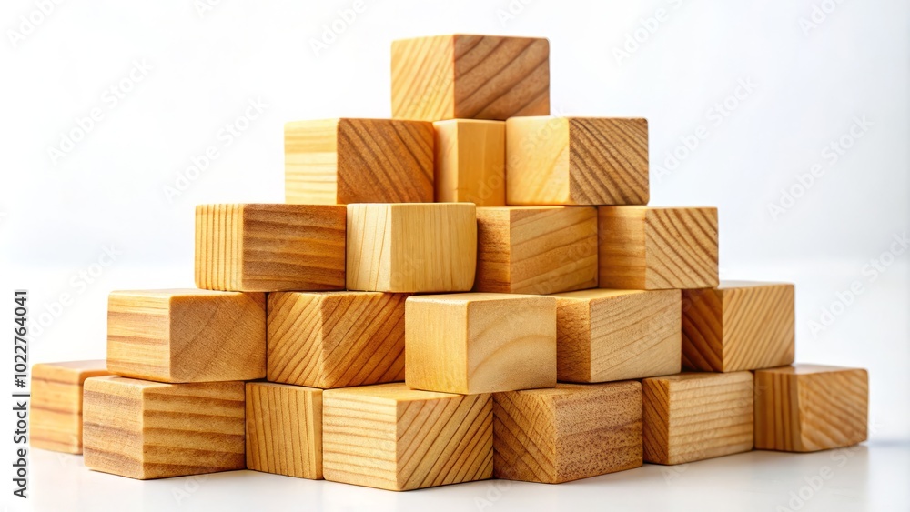 Stacked Wooden Blocks Isolated on White Background for Creative Projects and Design Use Stacked Wooden Blocks Isolated on White Background for Creative Projects and Design Use