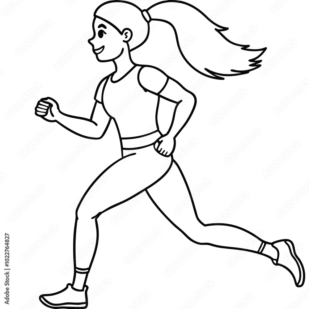 Women with pony tail running vector illustration Women with pony tail running vector illustration