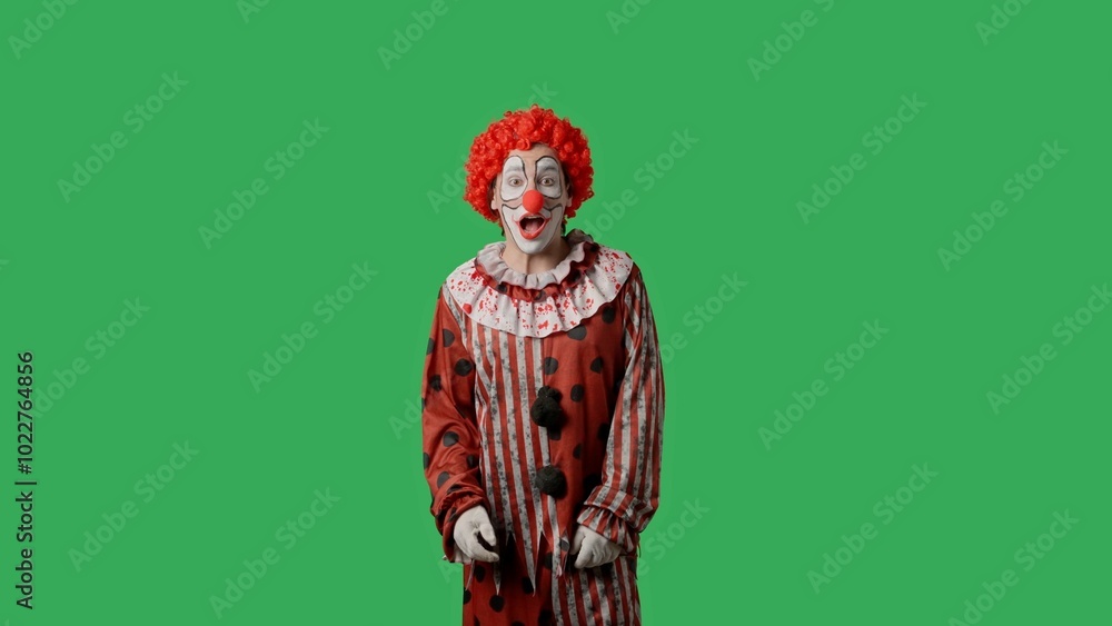 Funny clown on green screen chroma key. Funny clown on green screen chroma key.