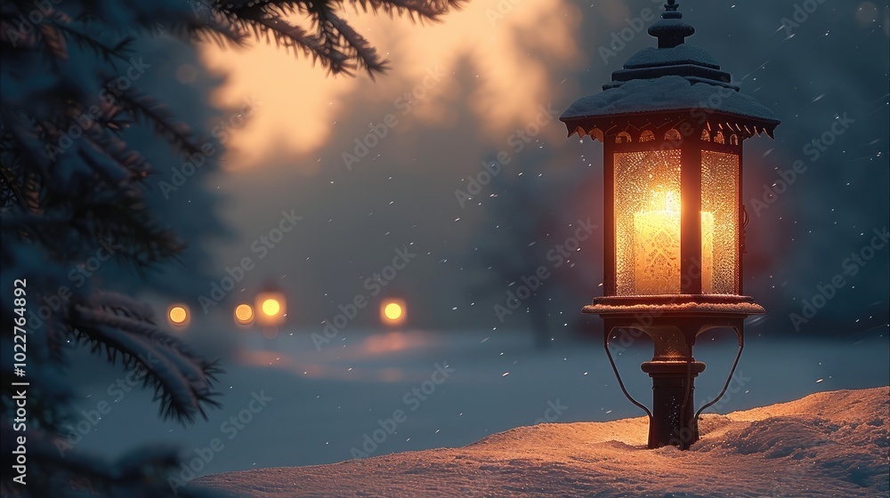 Subtle winter wonderland background featuring softly lit lanterns and a silhouette of a distant pine tree, creating a calm and inviting space. Subtle winter wonderland background featuring softly lit lanterns and a silhouette of a distant pine tree, creating a calm and inviting space.