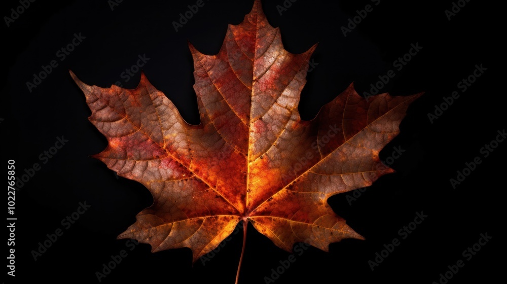Autumn Leaf on Black Background Autumn Leaf on Black Background
