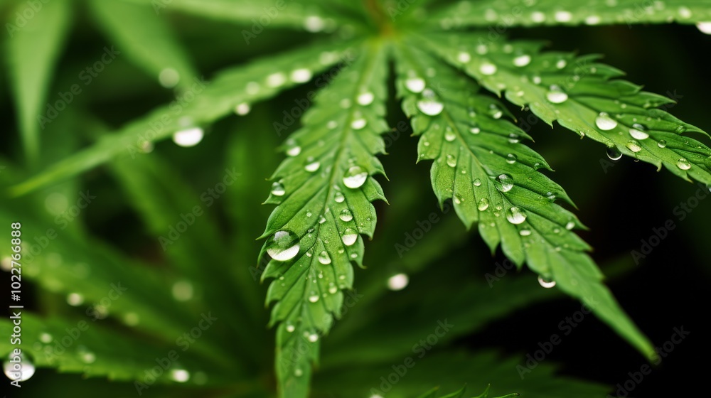 Close up young hemp leaves. Cannabis is a standoff between a drug and a medicine. Neural network ai generated art Close up young hemp leaves. Cannabis is a standoff between a drug and a medicine. Neural network ai generated art
