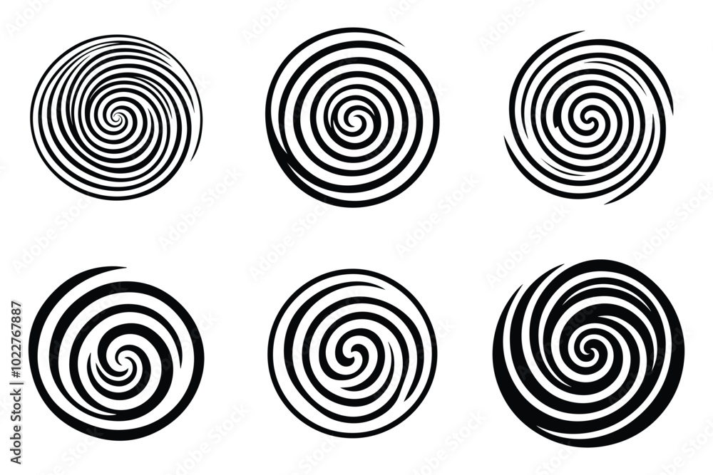 Black abstract swirl or spiral element icon Black abstract swirl or spiral element icon