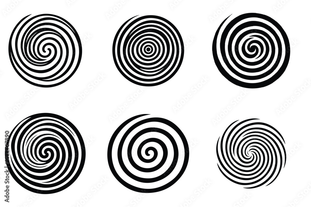 Black abstract swirl or spiral element icon Black abstract swirl or spiral element icon