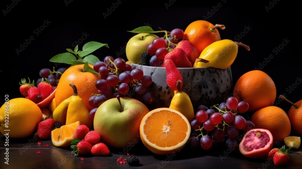 A Colorful Still Life of Fresh Fruit A Colorful Still Life of Fresh Fruit