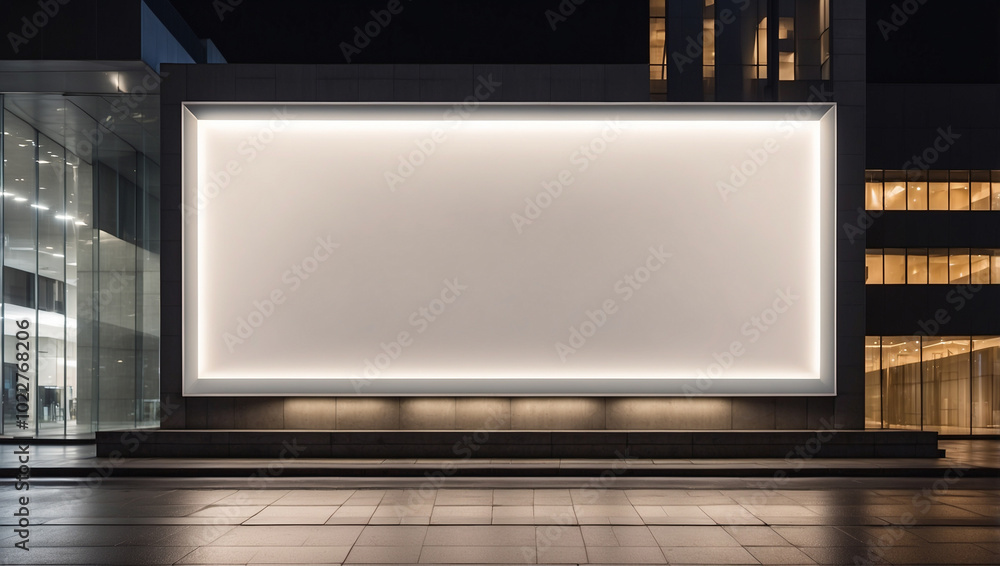 Isolated Blank Billboard on Modern Building Isolated Blank Billboard on Modern Building