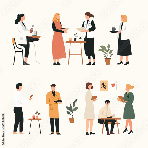 person with a cup of coffee presentation  illustration 