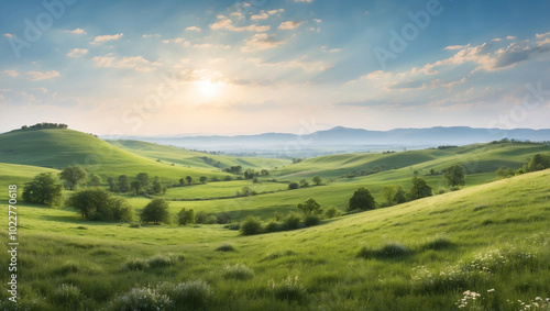 Hilly Spring Fields Countryside