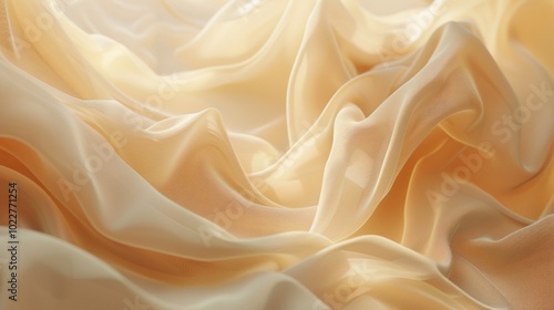 Elegant beige silk satin fabric with soft wavy folds – perfect for wedding, anniversary, and romantic celebrations. Light cream and vanilla tones create a luxurious, tender texture – ideal abstract ba