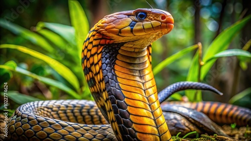 Striking King Cobra with Unusual Hair Pattern in Natural Habitat Captured in Stunning Detail