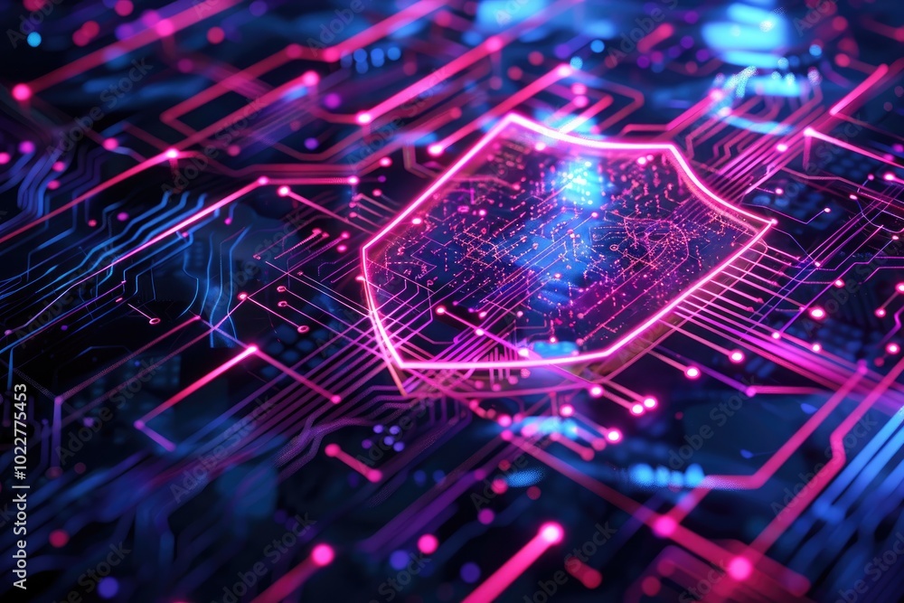 Fototapeta premium A Glowing Shield Protecting Digital Circuitry