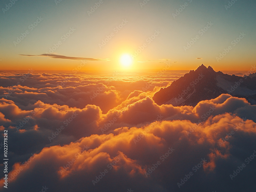 breathtaking view of a majestic mountain peak, bathed in the warm hues of a setting sun, with the sky painted in shades of orange and pink, creating a dramatic contrast with the snow-capped peak. breathtaking view of a majestic mountain peak, bathed in the warm hues of a setting sun, with the sky painted in shades of orange and pink, creating a dramatic contrast with the snow-capped peak.