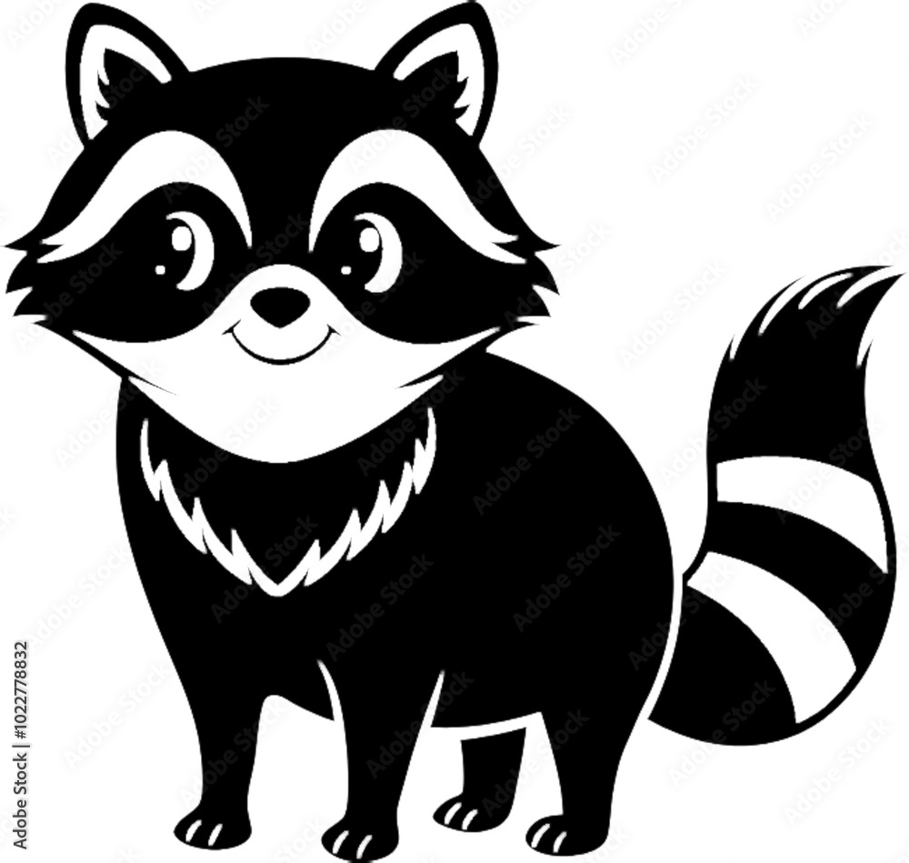 Whimsical raccoon silhouette perfect for DIY crafts. Whimsical raccoon silhouette perfect for DIY crafts.