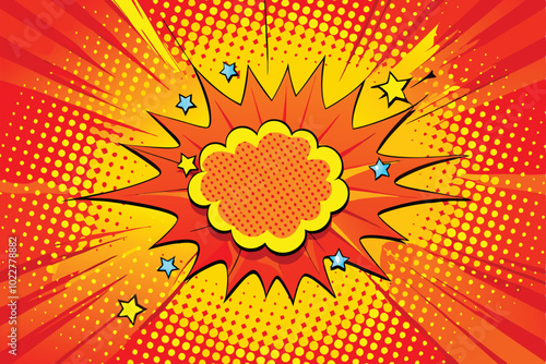 Comic Book Explosion With Yellow Red Blue