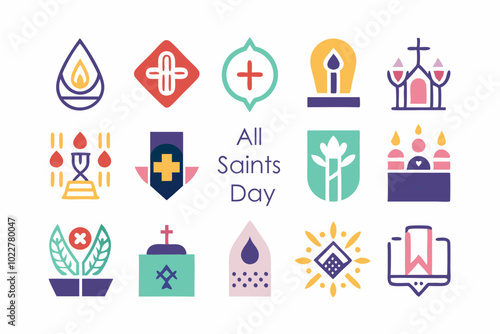 Abstract minimalist icons for all saints day design and decorations