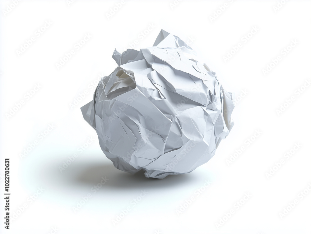 Crumpled paper ball on white flat background Crumpled paper ball on white flat background