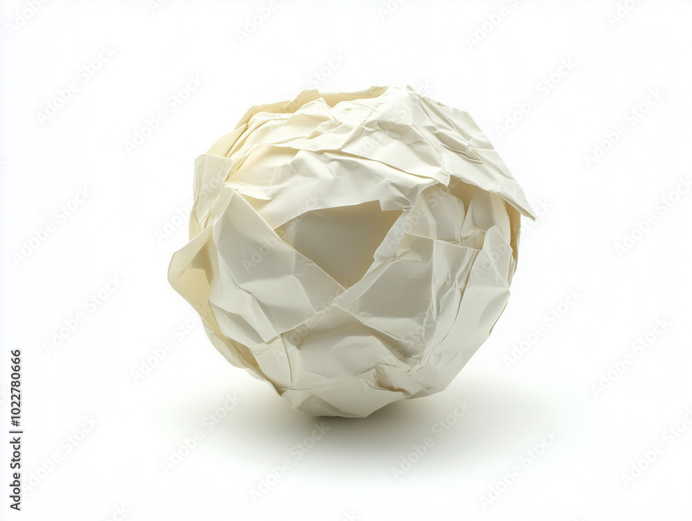 Crumpled paper ball on white flat background Crumpled paper ball on white flat background