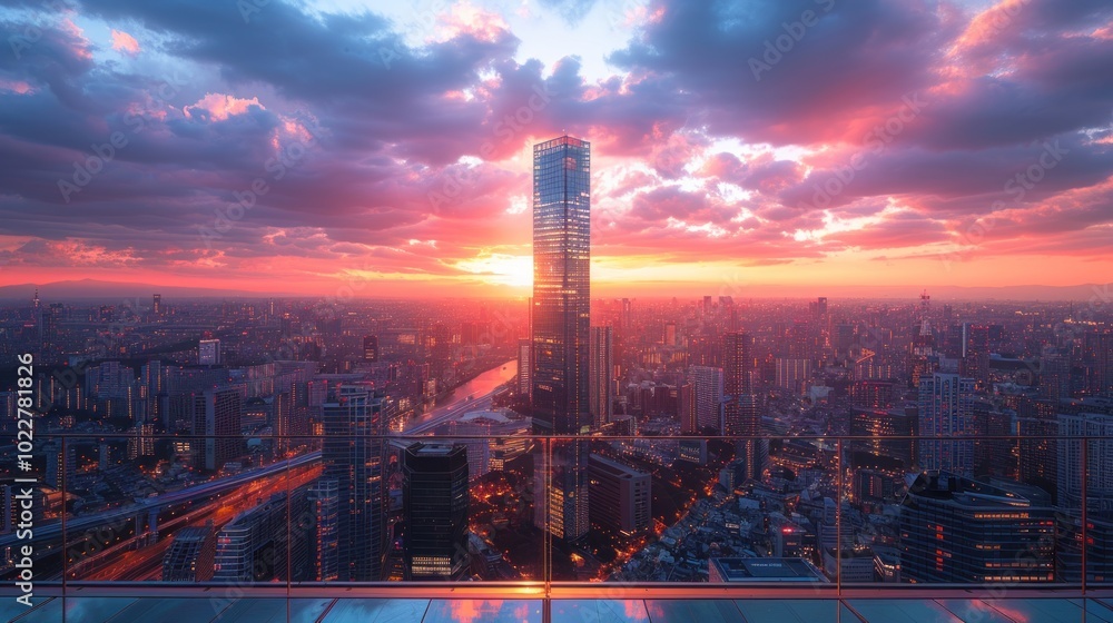 Cityscape Sunset with Skyscrapers Cityscape Sunset with Skyscrapers