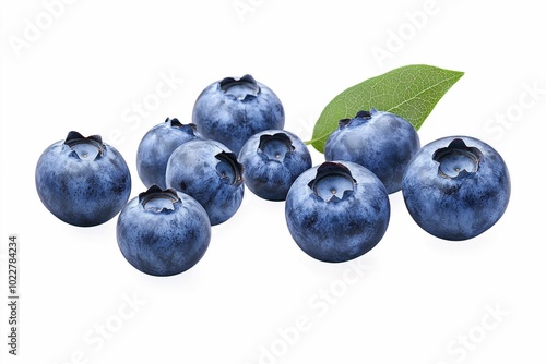 Blueberry isolated on white background. Organic blueberry isolated on white background. Taste blueberry with leaf