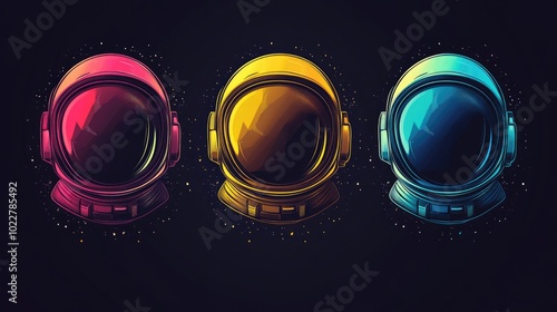 Abstract astronaut helmet design with modern colors featuring flat and silhouette lines suitable for emblem logos 2d logo templates and branding applications photo