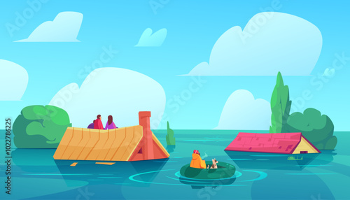 Natural disaster background in flat design