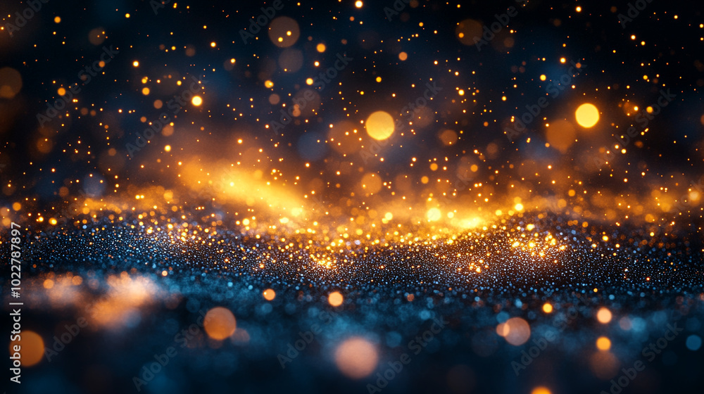 Blue and gold Abstract background with a bokeh effect and sparkling accents Blue and gold Abstract background with a bokeh effect and sparkling accents