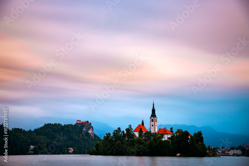 Famous alpine Bled lake (Blejsko jezero) in Slovenia photo