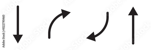  go straight this way one way only u turn left and right arrow direction sign, vector illustration isolated on a white background