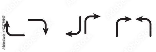 go straight this way one way only u turn left and right black arrow sign vector illustration.