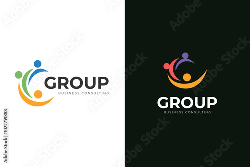 People group with letter c logo design for community, coaching and teamwork vector logo template