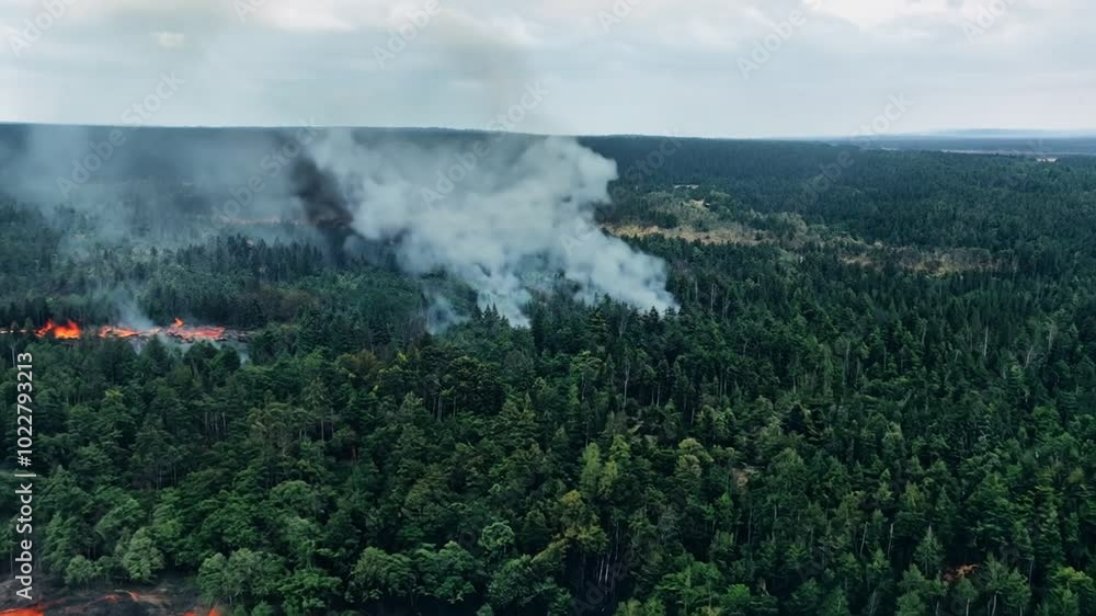 aerial view of smoking wildfire. Huge clouds of smoke and fire spread. Deforestation of forests and tropical forests.
aerial view of smoking wildfire. Huge clouds of smoke and fire spread. Deforestation of forests and tropical forests.