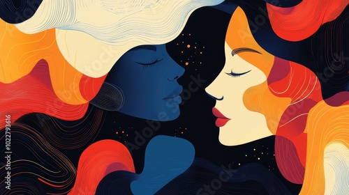 Abstract 2d background featuring faceless design elements