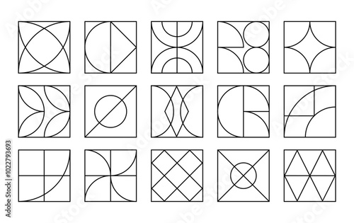 Set, collection geometric shapes. Trendy set with shapes different style. Bauhaus, futuristic, memphis. set of black bauhaus shapes, geometric abstract shapes. Modern style