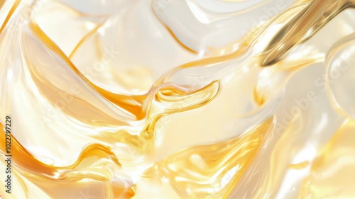 Smooth Flowing Oil with Golden Hues and Transparency. A Calming Visual Experience of Warmth and Tranquility
