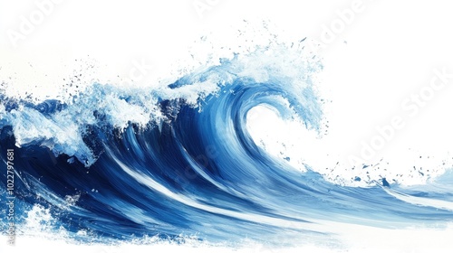 Blue Wave on White Background