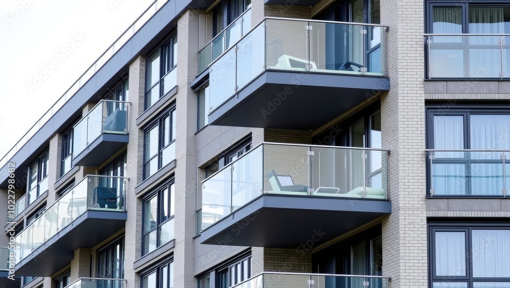 Modern Apartment Building with Balconies Modern Apartment Building with Balconies
